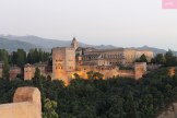 The magical Al Hambra fort lit up in the evening, Spain