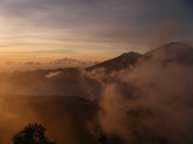 The cloud lift out to reveal a magical sunrise in Gunung Batur, Bali, Indonesia