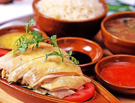The famous Hainanese Chicken rice